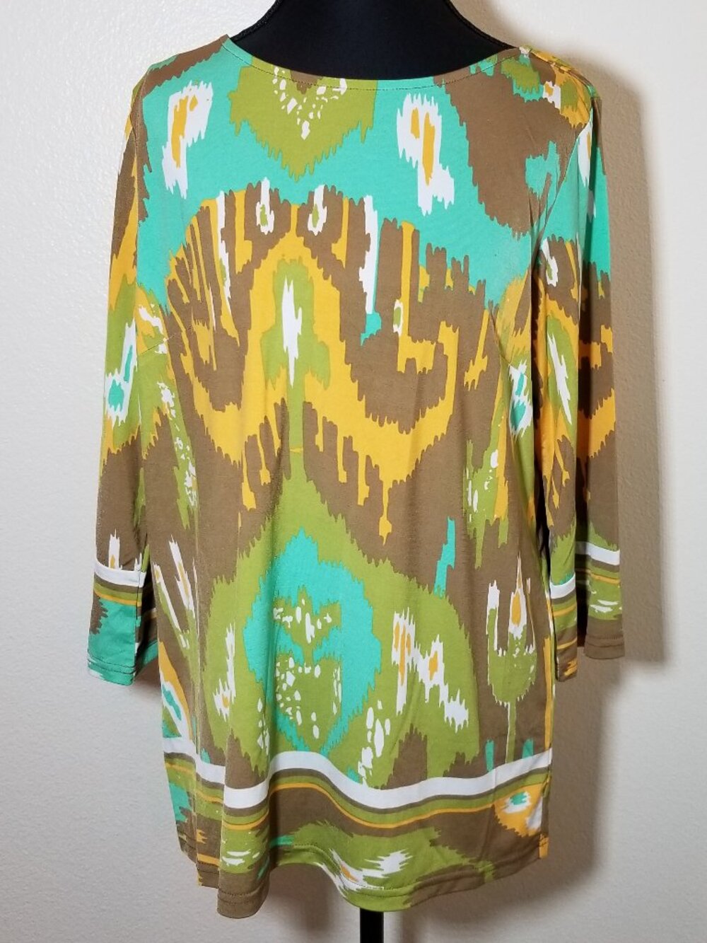 Bob Mackie Wearable Art Multicolor 3/4 Sleeve Medium Blouse Artsy Retro Boho NWT
